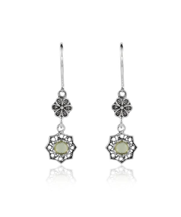 Sterling Silver Filigree Art Daisy Figured Gemstone Women Dangle4