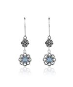 Sterling Silver Filigree Art Floral Gemstone Women Dangle Earrings3