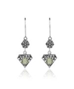 Sterling Silver Filigree Art Gemstone Diamond Women Dangle Earrings4