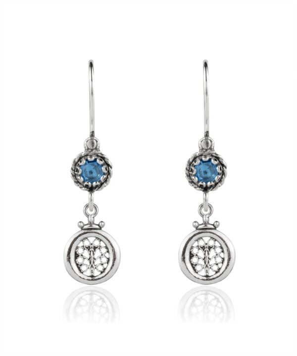 Sterling Silver Filigree Art Gemstone Women Dangle Earrings4