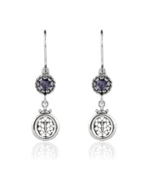 Sterling Silver Filigree Art Gemstone Women Dangle Earrings