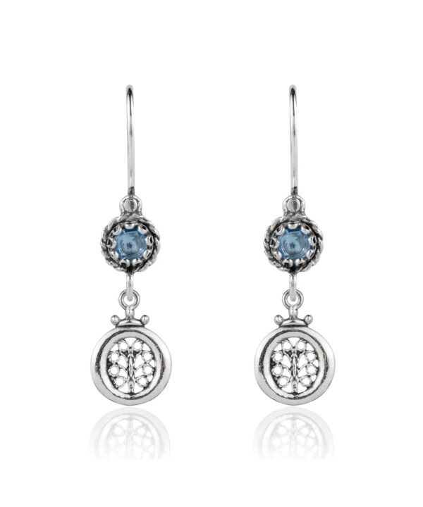 Sterling Silver Filigree Art Gemstone Women Dangle Earrings3