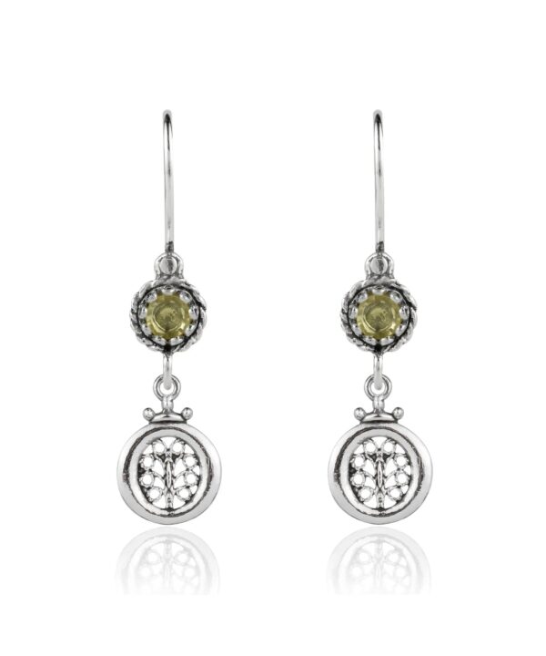 Sterling Silver Filigree Art Gemstone Women Dangle Earrings5