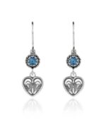 Sterling Silver Dangle Earrings Filigree Art Heart Shaped Gemstone4