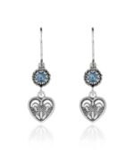 Sterling Silver Dangle Earrings Filigree Art Heart Shaped Gemstone5