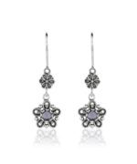 Sterling Silver Filigree Art Star Gemstone Women Dangle Earrings03