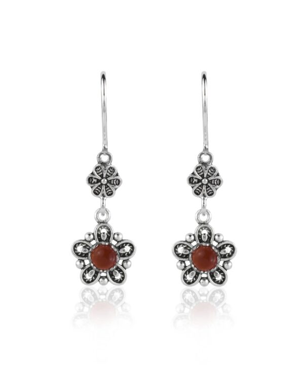 Sterling Silver Filigree Art Star Gemstone Women Dangle Earrings4