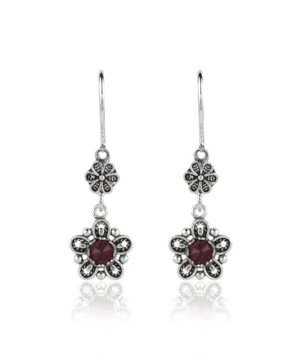 Sterling Silver Filigree Art Star Gemstone Women Dangle Earrings6