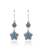 Sterling Silver Filigree Art Star Gemstone Women Dangle Earrings5