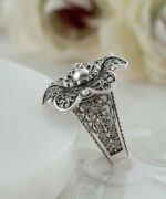 Daisy Flower Filigree Art Women Sterling Silver Statement Ring 3