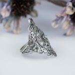 Women Silver Statement Ring Filigree Art Lace Detailed 2