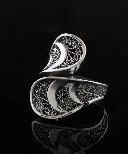 Sterling Silver Filigree Art Women Twisted Bypass Cocktail Ring 2