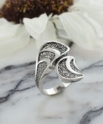 Sterling Silver Filigree Art Women Twisted Bypass Cocktail Ring 3