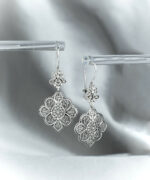 Filigree Art Flower Design Sterling Silver Women Dangle Drop Earrings 3
