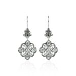 Filigree Art Flower Design Sterling Silver Women Dangle Drop Earrings