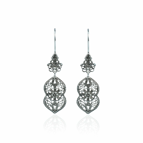 Filigree Art Paisley Figured Women Sterling Silver Dangle Drop