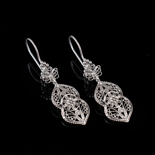 Filigree Art Paisley Figured Women Sterling Silver Dangle Drop 3