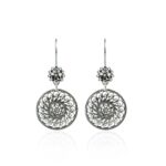 Filigree Art Spiral Flower Figured Women Sterling Silver Dangle Drop