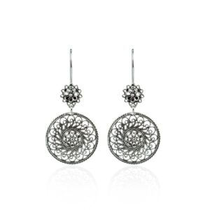 Filigree Art Spiral Flower Figured Women Sterling Silver Dangle Drop