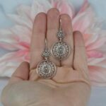 Filigree Art Spiral Flower Figured Women Sterling Silver Dangle Drop 2