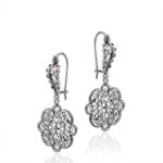 Sterling Silver Filigree Art Sun Figured Women Dangle Drop Earrings 1