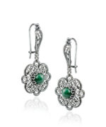 Sterling Silver Filigree Art Malachite Gemstone Women Dangle Drop