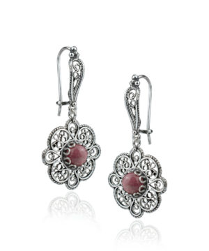 Sterling Silver Filigree Art Rhodonite Gemstone Women Dangle Drop