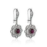 Sterling Silver Filigree Art Ruby Corundum Gemstone Women Dangle Drop