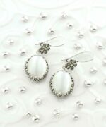Filigree Art Mother of Pearl Gemstone Women Silver Oval Dangle 3